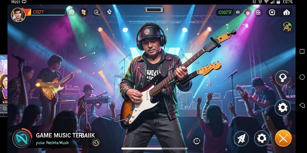 Tampilan gameplay C0077 dengan berbagai lagu menarik.