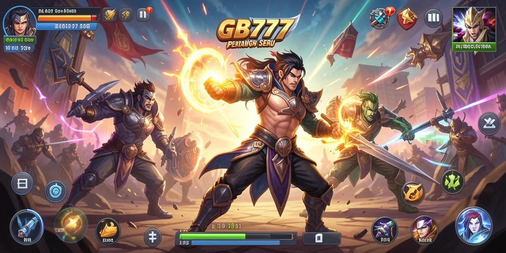 Tangkapan layar menggambarkan pertarungan epik dalam GB777.