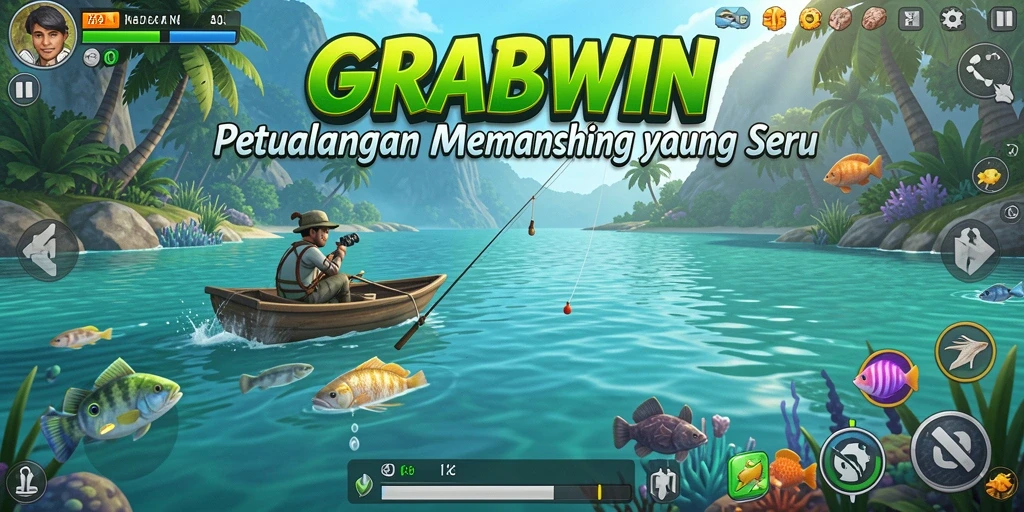 Tangkapan ikan yang memukau dalam gameplay GRABWIN.