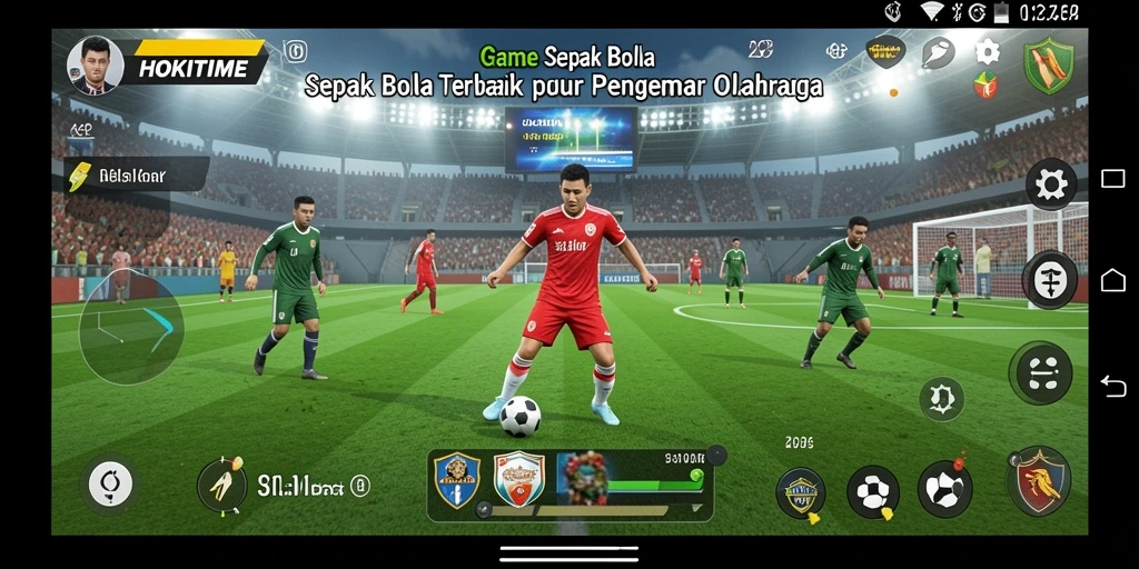 Tampilan gameplay HOKITIME saat pertandingan sepak bola seru.
