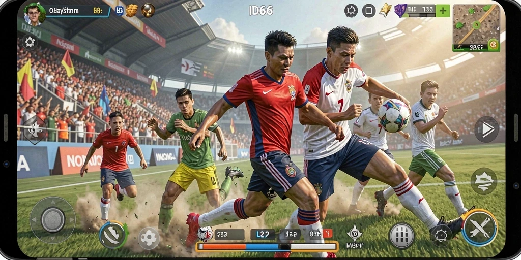 Screenshot ID66 menampilkan gameplay olahraga yang mendebarkan.
