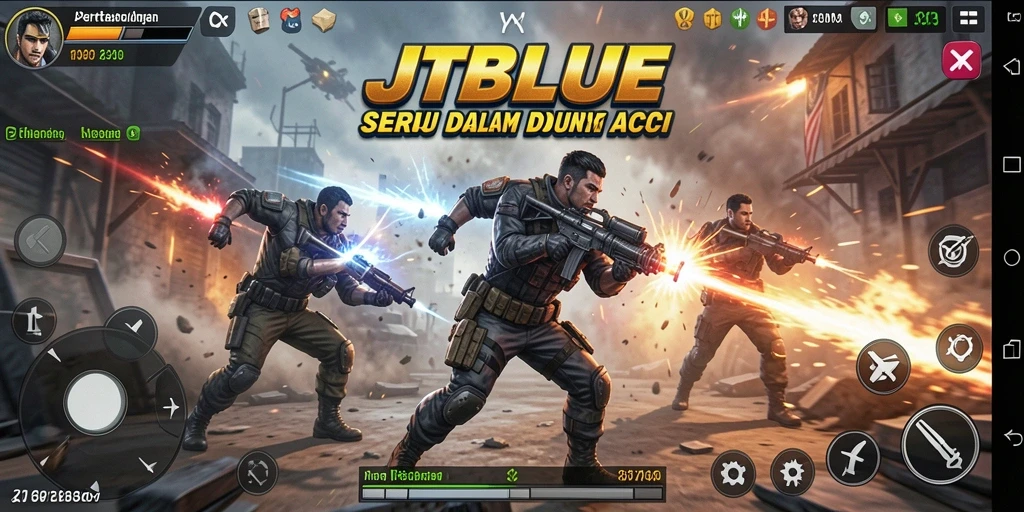 Tampilan aksi mendebarkan dari gameplay JTBLUE yang intens.