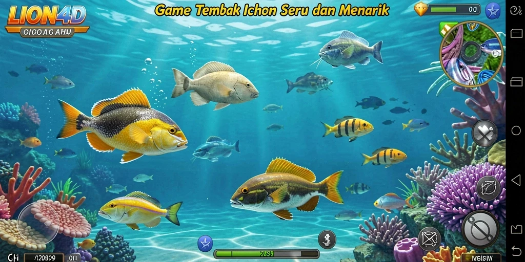 Gameplay LION4D yang seru dengan aksi menembak ikan.