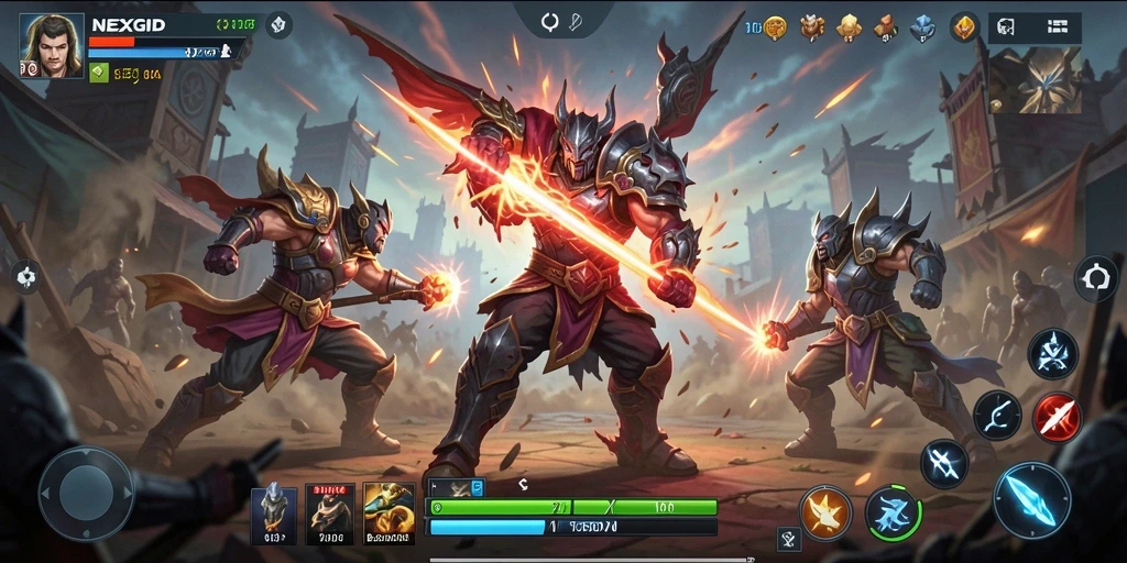 Screenshot NEXGID menunjukkan aksi pertarungan yang mendebarkan.