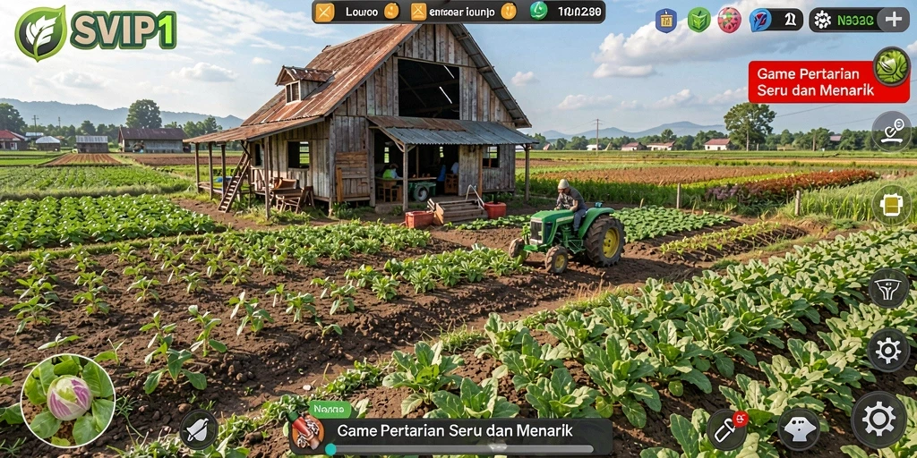 Tampilan gameplay SVIP1 yang seru dalam berkebun.