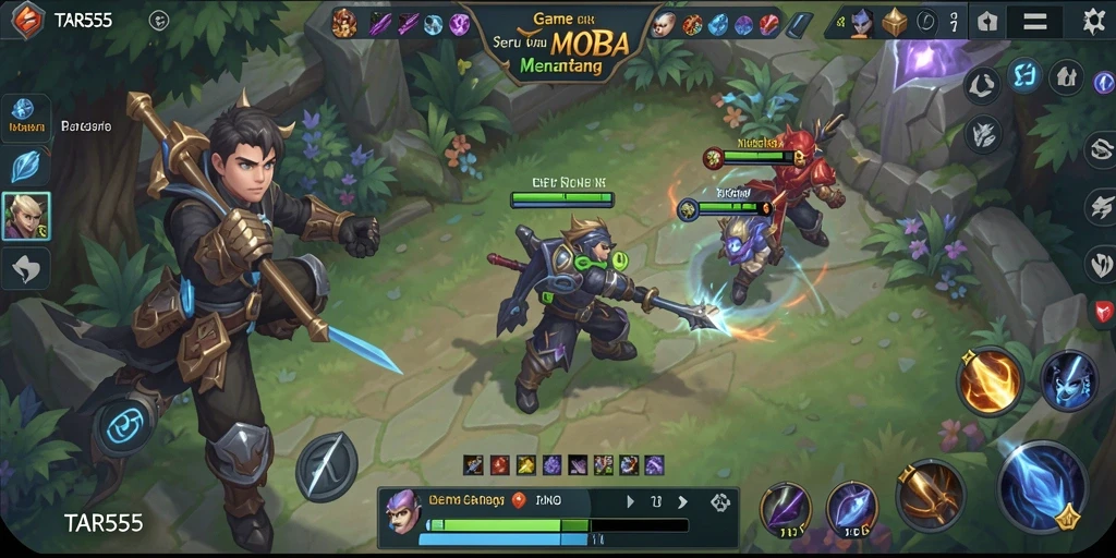 Screenshot gameplay TAR555 menampilkan aksi seru dalam pertandingan MOBA.