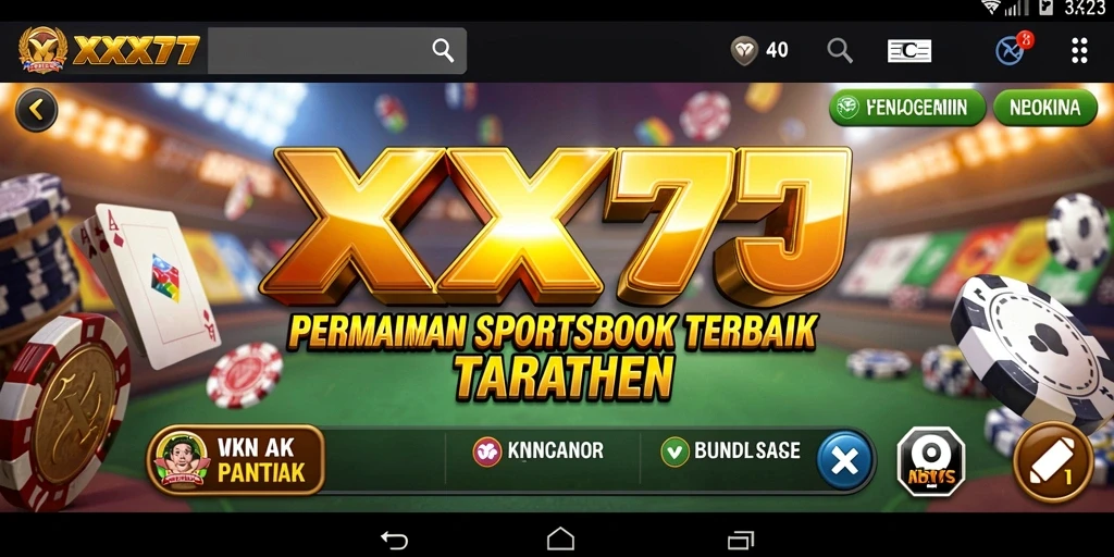 Screenshot XXX777 menampilkan antarmuka taruhan olahraga yang menarik.