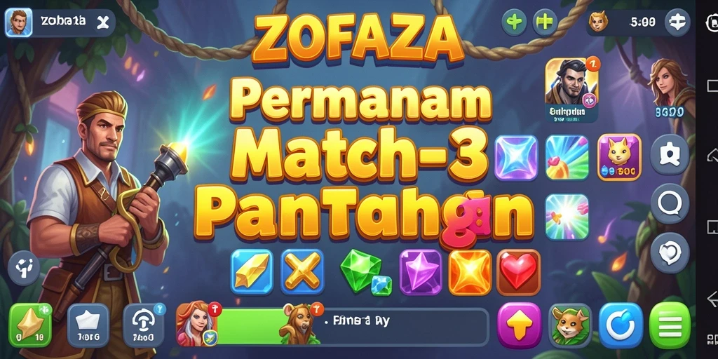 Tampilan gameplay ZOFAZA yang penuh warna dan menantang.